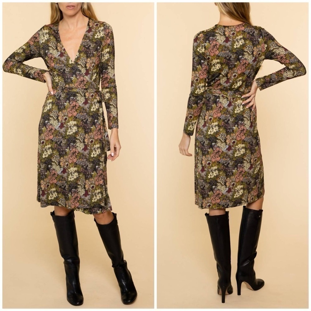NWT La Prestic Ouiston Shirley Dress Elephant Night Multi True Wrap Sz 2